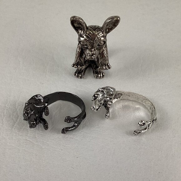 Animal Jewelry - Adjustable Dog Ring Lot Dachshund Chihuahua Animal Wrap Canine Novelty Jewelry
